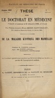 view De la maladie kystique des mamelles ... / par Pierre-Auguste-Marie Brissé-Saint-Macary.