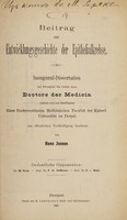 view Beitrag zur Entwicklungsgeschichte der Epithelialkrebse ... / von Hans Jenssen.