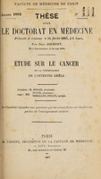 view Étude sur le cancer de la terminaison de l'intestin grèle ... / par Jean Journet.