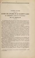 view Du rapport qui existe entre les kystes de l'ovaire et le ligament large : ses conséquences à propos de l'ovariotomie / par le Dr. Terrillon.