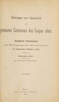 view Beiträge zur Casuistik des primären Carcinoms des Corpus uteri ... / vorgelegt von Christen Juhl.