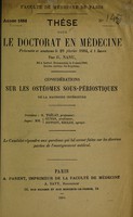 view Considérations sur les ostéomes sous-périostiques de la machoire infèrieure ... / par G. Nanu.