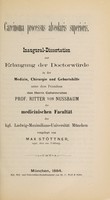 view Carcinoma processus alveolaris superioris ... / vorgelegt von Max Stöttner.