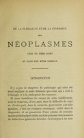 view De la pluralité des néoplasmes chez un même sujet et dans une même famille ... / par Alfred Ricard.