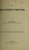 view Ueber Prognose und Operabilität der Mamma Carcinome / von H. Helferich.