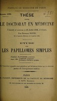 view Étude sur les papillomes simples ... / par Édouard Notin.