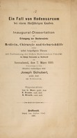 view Ein Fall von Hodensarcom bei einem fünfjährigen Knaben ... / Joseph Schubert.