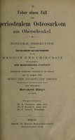 view Ueber einen Fall von periosetalem Osteosarkom am Oberschenkel ... / Eduard Heyl.