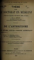 view De l'arthritisme : des lipomes sont-ils d'origine arthritique? / par A. Krohn.