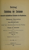 view Beitrag zur Entstehung der Carcinome aus chronisch-entzündlichen Zuständen der Hautdecken ... / vorgelegt von Johann van Nüss.