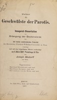 view Ueber die Geschwülste der Parotis ... / von Joseph Alsdorff.