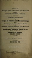 view Ueber die Malignität der Carcinome und Sarcome an den äusseren weiblichen Genitalien ... / Friedrich Maass.