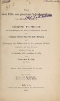 view Über zwei Fälle von primärem Scheidensarkom bei kleinen Kindern ... / von Conrad Frick.