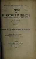 view Étude sur le fibrome de la paroi abdominale antérieure ... / par P. Loisnel.