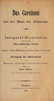 view Das Carcinom auf der Basis des Atheroms ... / vorgelegt von Peter Rütten.