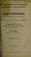 view Operations-Methoden zur Exstirpation hochsitzender rectum-carcinome ... / von Victor Myśliwiec.