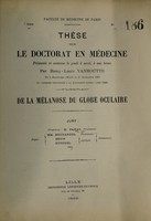 view De la mélanose du globe oculaire ... / par Remy Louis Vanhoutte.