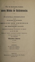 view Über die functionellen Resultate der neueren Methoden der Mastdarmresection ... / Theodor Baron.