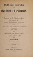 view Plastik nach Exstirpation von Mundwinkel-Carcinomen ... / von Johannes Gans.