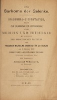 view Ueber Sarkome der Gelenke ... / Edmund Schubert.