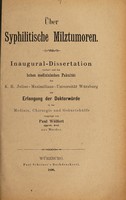 view Über syphilitische Milztumoren ... / vorgelegt von Paul Wölfert.