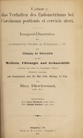 view Ueber das Verhalten des Endometriums bei Carcinoma portionis et cervicus uteri ... / von Max Bierfreund.