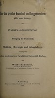 view Über das primäre Bronchial- und Lungencarcinom : mit drei Fällen ... / von Wilhelm Ehrich.