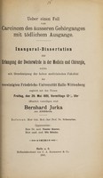 view Ueber einen Fall von Carcinom des äusseren Gehörganges mit tödlichem Ausgange ... / Bernhard Jurka.