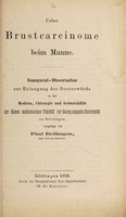 view Ueber Brustcarcinome beim Manne ... / vorgelegt von Paul Bollhagen.