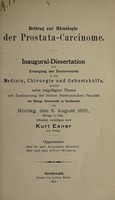 view Beitrag zur Histologie der Prostata-Carcinome ... / Kurt Exner.