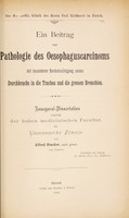 view Ein Beitrag zur Pathologie des Oesophaguscarcinoms ... / von Adolf Stocker.