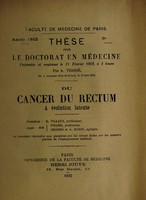 view Du cancer du rectum à évolution latente ... / par A. Verrié.