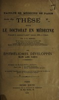 view Des épithéliomes développés sur les nævi ... / par J.A. Renoul.