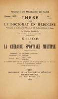 view Étude sur la chéloïde spontanée multiple ... / par Eugène Bonzon.