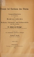 view Pyämie bei Carcinom des Uterus ... / von Rudolf Burk.