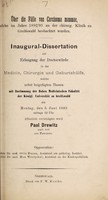 view Über die Fälle von Carcinoma mammae, welche im Jahre 1892/93 an der chirurg. Klinik zu Greifswald beobachtet wurden ... / Paul Drewitz.