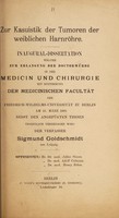 view Zur Kasuistik der Tumoren der weiblichen Harnröhre ... / Sigmund Goldschmidt.