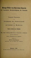 view Einige Fälle von Sarcoma femoris : mit besonderer Berücksichtigung der Casuistik / vorgelegt von Alfred Hoffmann.