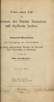 view Ueber einen Fall von Carcinom des Ductus thoracicus mit chylösem Ascites ... / vorgelegt von Otto Leydhecker.