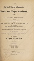 view Über die Erfolge der Radicaloperation der Vulva- und Vagina-CArcinome ... / Georg Schwarz.