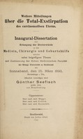 view Weitere Mitteilungen über die Total-Exstirpation des carcinomatösen Uterus ... / Günther Seefisch.