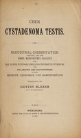 view Über Cystadenoma testis ... / vorgelegt von Gustav Bleser.