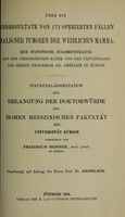 view Über die Endresultate von 172 operierten Fällen maligner Tumoren der wieblichen Mamma : eine statistische Zusammenstellung ... / vorgelegt von Friedrich Horner.