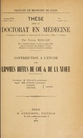 view Contribution à l'étude des lipomes diffus du cou et de la nuque / par Victor Marçais.