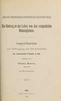 view Ein Beitrag zu der Lehre von den congenitalen Hämangiomen ... / vorgelegt von Wilhelm Merkens.