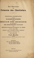 view Zur Kenntnis der Osteome des Oberkiefers ... / Carl Bruhn.