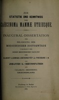 view Zur Statistik und Kenntniss des Carcinoma mammae utriusque ... / von Johannes G. Chrysospathes.