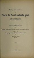 view Beitrag zur Kenntnis der Tumoren der Pia und Arachnoidea spinalis und des Rückenmarks ... / von Gottfried Lenz.