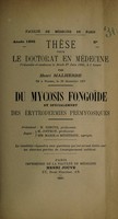 view Du mycosis fongoïde et spécialement des érytrodermies prémycosiques ... / par Henri Malherbe.