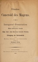 view Primäres Cancroid des Magens ... / vorgelegt von Reinhard Rörig.